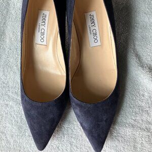Jimmy Choo Romy 60 Pumps in Navy Blue Suede Size EU39